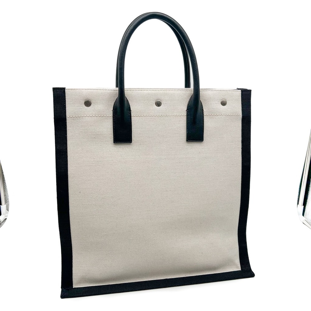 Saint Laurent Rive Gauche North South Canvas Tote – Black Leather Trim - Picture 3 of 13